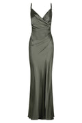 LA LUNE CROSS DRAPED MAXI DRESS - OLIVE