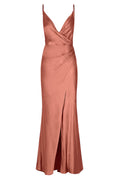 LA LUNE CROSS DRAPED MAXI DRESS - TERRACOTTA