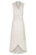 ATTICUS LINEN SLEEVELESS TRENCH MIDI DRESS WITH BELT