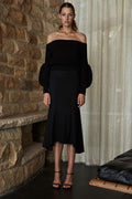 ALICE OFF THE SHOULDER BALLOON SLEEVE JUMPER - BLACK