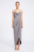 CORE LACE UP COWL MAXI - GREY