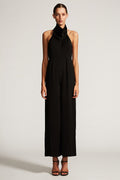 CORE FUNNEL NECK BACKLESS JUMPSUIT - BLACK
