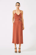 VOLTAIRE COWL JUMPSUIT WITH RINGS - RUST