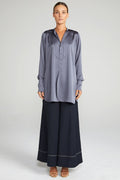 ANNA TUXEDO SHIRT - CHARCOAL