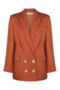ELLINGTON LINEN DOUBLE BREASTED JACKET - COGNAC