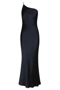 GISELE ONE SHOULDER BIAS DRESS - NAVY
