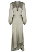 JOAN PLUNGED MIDI DRESS - SAGE