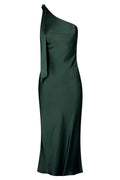 MIA ONE SHOULDER BIAS MIDI DRESS - BOTTLE