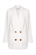 ST MARTIN LINEN DOUBLE BREASTED BLAZER - WHITE