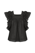 ACKLEY COTTON LACE BABY DOLL TOP - BLACK
