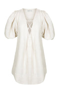 ALUARO LINEN PUFF SLEEVE MINI DRESS