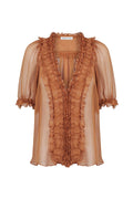 AMBRA PUFF SLEEVE BLOUSE - TOFFEE