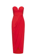 CORE 'U' BUSTIER DRAPED DRESS - TOMATO
