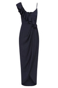 LUXE ASYMMETRICAL FRILL DRESS - SAPPHIRE