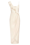 LUXE ASYMMETRICAL FRILL DRESS - CRÈME