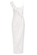 LUXE ASYMMETRICAL FRILL DRESS - IVORY